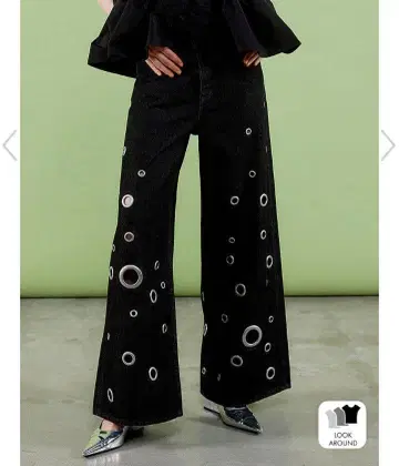 택 포함 미사용 새상품 아이렛 데님 팬츠