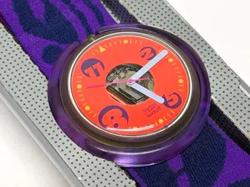 POP 스와치 유니크 디자인 아날로그 손목시계 오렌지 보라색 스위스산