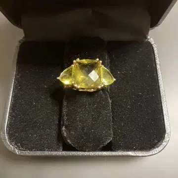 10K 반지 큰 옐로우 그린 스톤 사뮤엘 아론 13호