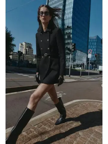 zara M 울 혼방 숏 기장 더블 브레스트 코트