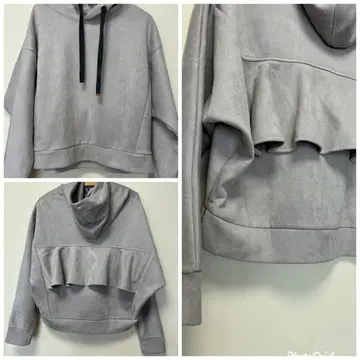 BOOGIE 종이상자 스웨이드 뒷 프릴 후드티 그레이지