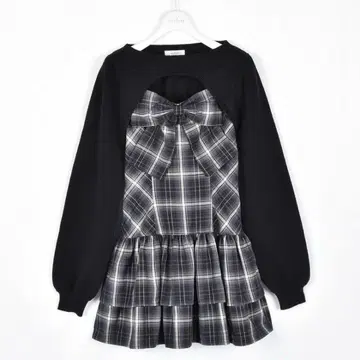 evelyn 리본 볼레로 원피스 블랙