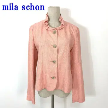 밀라 쇤 노카라 자켓 핑크 레이온 면 44 C3858