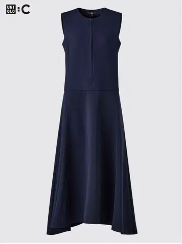 미사용 새상품 택 포함 유니클로 c 하프 지퍼 원피스 슬리브리스 L