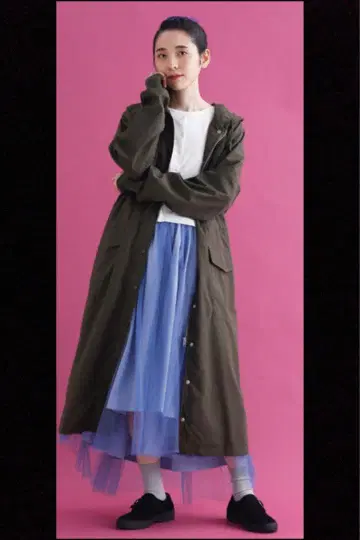 [ merlot ] 후드 밀리터리 롱 코트