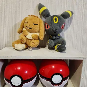 쁘띠 봉제 인형 IN 몬스터 볼 케이스 (이브이, 블래키)