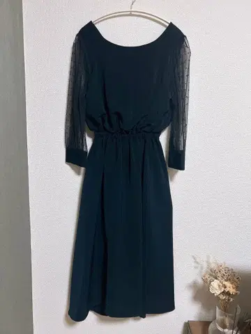 apartbylowrys 네이비 시스루 도트 드레스