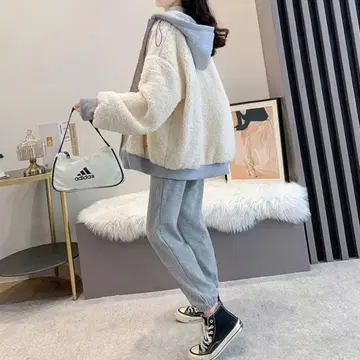 보아 자켓 복슬복슬 아우터 면 후드 가벼운 복슬복슬 울트라 웜