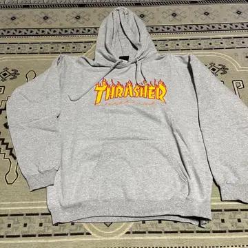 THRASHER 프레임 로고 후드티 그레이 00s