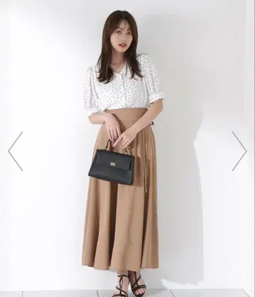 리본 포함 롱 플레어 스커트 Ps