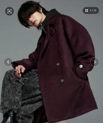 ADRER 비버 멜톤 오버 P 코트 남성용 와인