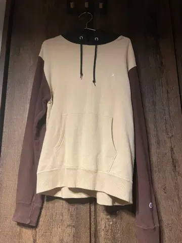 Champion 후드 부착 후드티 XL 베이지/브라운