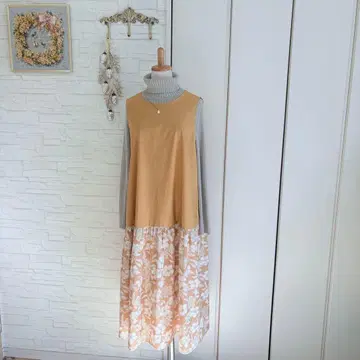 도킹 원피스 오버롤 스커트 moment 면린넨