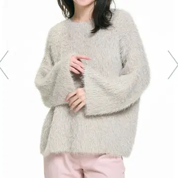 라이트 그레이 라메 샤기 니트