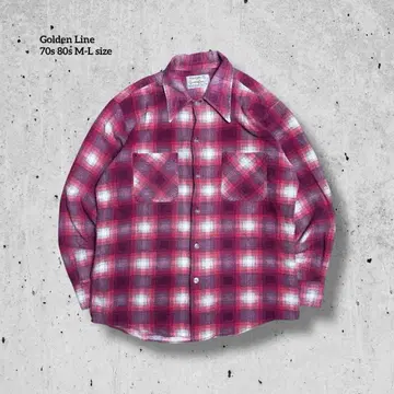 빈티지 구제 의류 70s 80s Golden Line 플란넬 체크 셔츠
