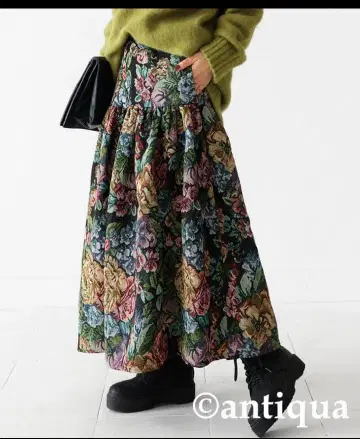 택 포함 미사용 새상품 안티카 고블랑 직조 꽃무늬 스커트
