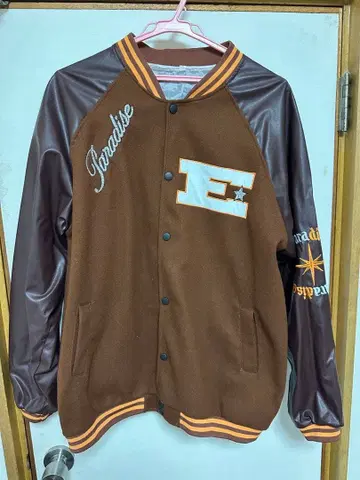 브라운 베이스 빅 로고 바시티 자켓 아우터 블루종 자켓