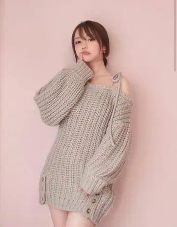 andmary 미아 리본 니트 미니 드레스 아이스 블루