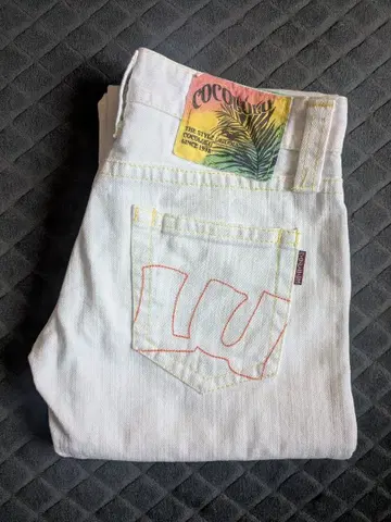 코코룰루 화이트 데님 팬츠 25 화이트 헤이세이 갸루 레트로 Y2K