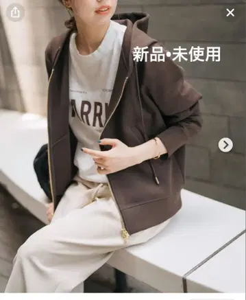 Spick&Span 스트레치 지퍼 후드티 브라운