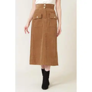 믹스 리브 코듀로이 스커트