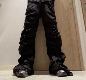 테크 그런지 y2k 셔링 플레어 배기 나일론 archive