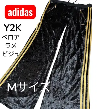 레어 새상품급 아디다스 라메 믹스 벨로아 트랙 팬츠 밑단 플레어 Y2K