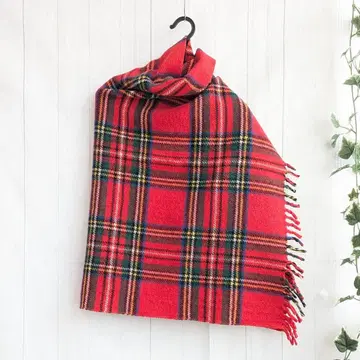 made in SLOVENIA 울 100% 빨간색 체크 무늬 스톨