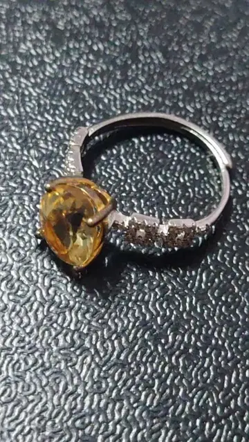 시트린 실버 반지 수정 크리스탈