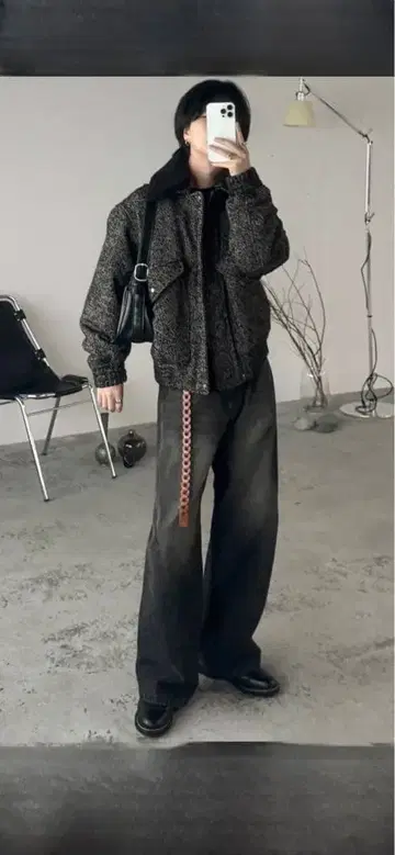 DETACHABLE BOA TWEED HERRINGBONE BLOUSON