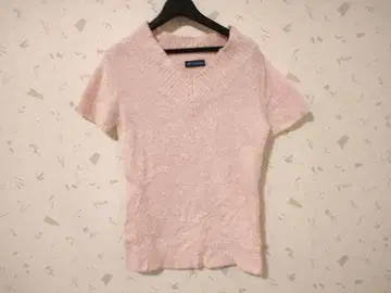 핑크 니트 상의 여성용 걸리시 스웨터 반팔 L 사이즈 L 봄