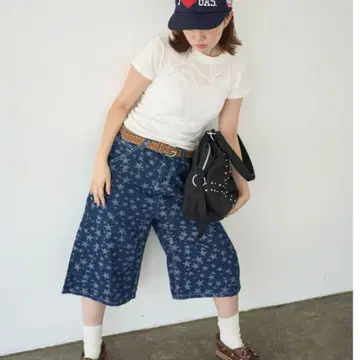 wissy star denim shorts 하프 팬츠 데님 별 패턴