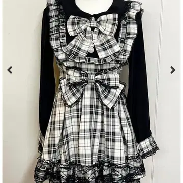 MARS 더블 리본 체크 레이어드 원피스