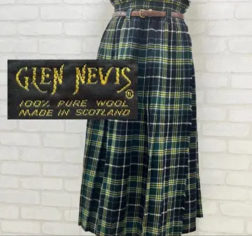 새상품급 GLEN NEVIS 울 100% 플리츠 스커트 스코틀랜드