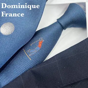 [ 새상품급 ] 도미닉 프랑스 넥타이 골프 패턴 네이비 명품 고급 실크