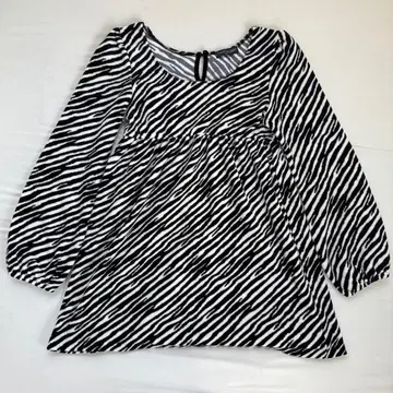 캔디 스트리퍼 제브라 패턴 7부 소매 튜닉