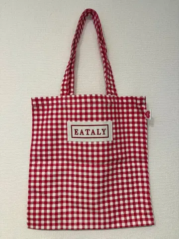 EATALY 빨간색 체크 토트백