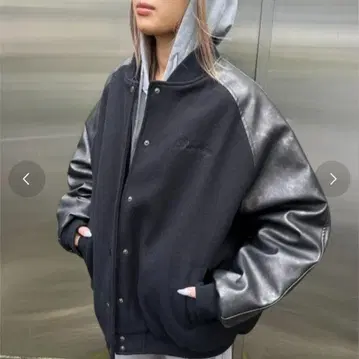 블론디 빈티지 라이크 빅 멜톤 바시티 자켓 블랙