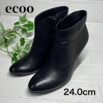 새상품급 에코 숏부츠 부티 가죽 블랙 24.0cm