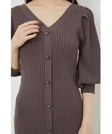 rienda 2WAY 퍼프 슬리브 니트 원피스 M