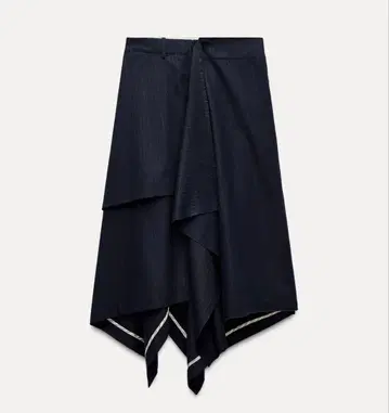 미사용 새상품 ZARA 핀스트라이프 패턴 비대칭 스커트 네이비 S 사이즈