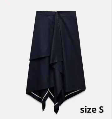 미사용 새상품 ZARA 핀스트라이프 패턴 비대칭 스커트 네이비 S 사이즈