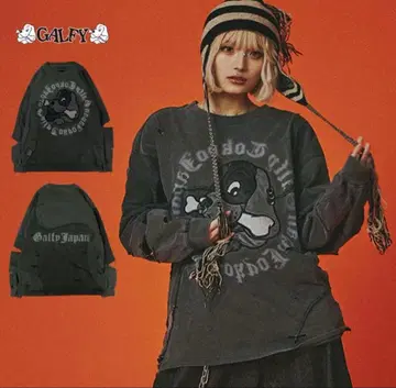 GILFY 블랙 긴팔 티셔츠 그래픽