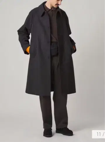 스티븐 앨런 다크 브라운 스텐카라 코트 울 혼방