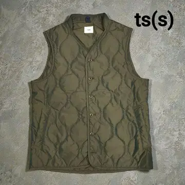 새상품급 ts(s) 티에스에스 퀼팅 베스트 올리브 레인보우색