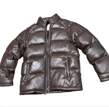 다크 브라운 천연 가죽 다운 자켓 가죽 자켓
