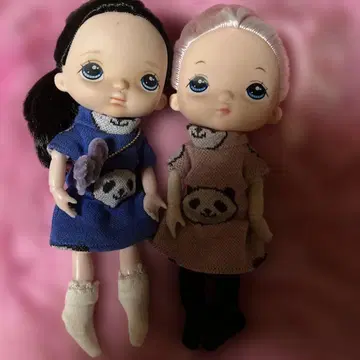 커스텀 인형 2체 세트 팬더 무늬 색상 변경 의류 포함