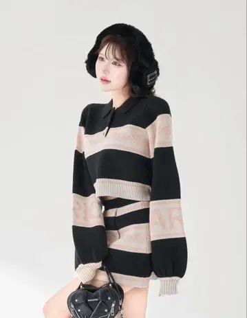 다리치 스노우 패턴 라메 니트 셋업 [ FL ] [ 새상품, 미사용 ]