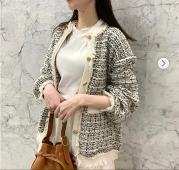 미라 오웬 트위드 니트 자켓