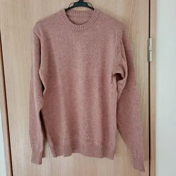 무인양품 크루넥 니트 스웨터 핑크 울